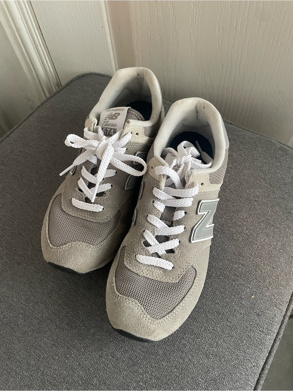 New Balance women Grey Mesh & Suede Sneakers